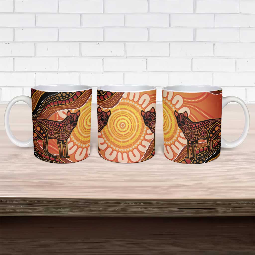 Indigenous Dingo Australia Ceramic Mug Australian Aboriginal Art Proud