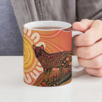 Indigenous Dingo Australia Ceramic Mug Australian Aboriginal Art Proud