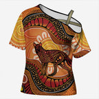 Indigenous Dingo Australia Cross Shoulder Shirt Australian Aboriginal Art Proud