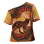 Indigenous Dingo Australia Cross Shoulder Shirt Australian Aboriginal Art Proud