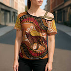 Indigenous Dingo Australia Cross Shoulder Shirt Australian Aboriginal Art Proud
