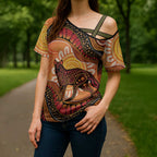 Indigenous Dingo Australia Cross Shoulder Shirt Australian Aboriginal Art Proud