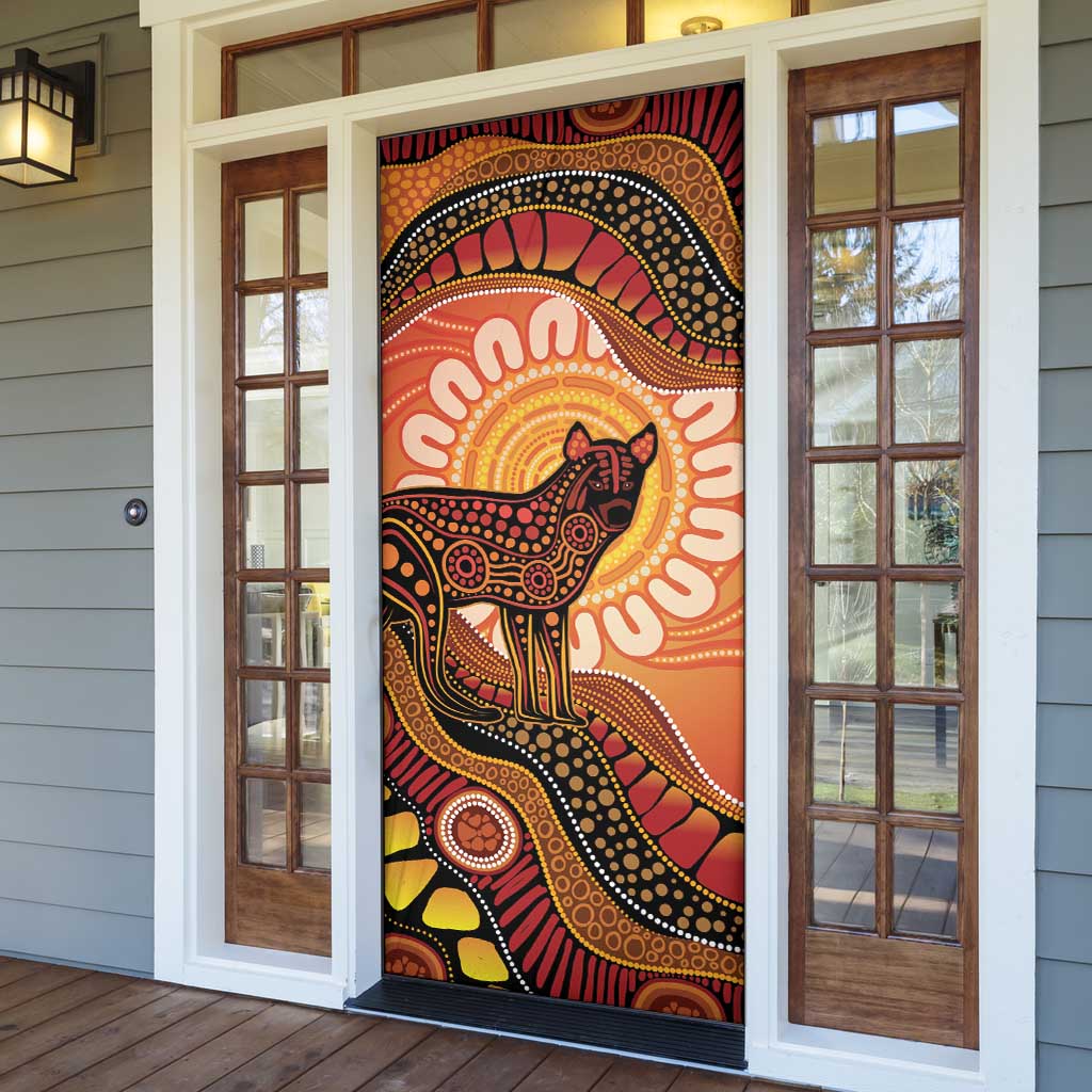 Indigenous Dingo Australia Door Cover Australian Aboriginal Art Proud