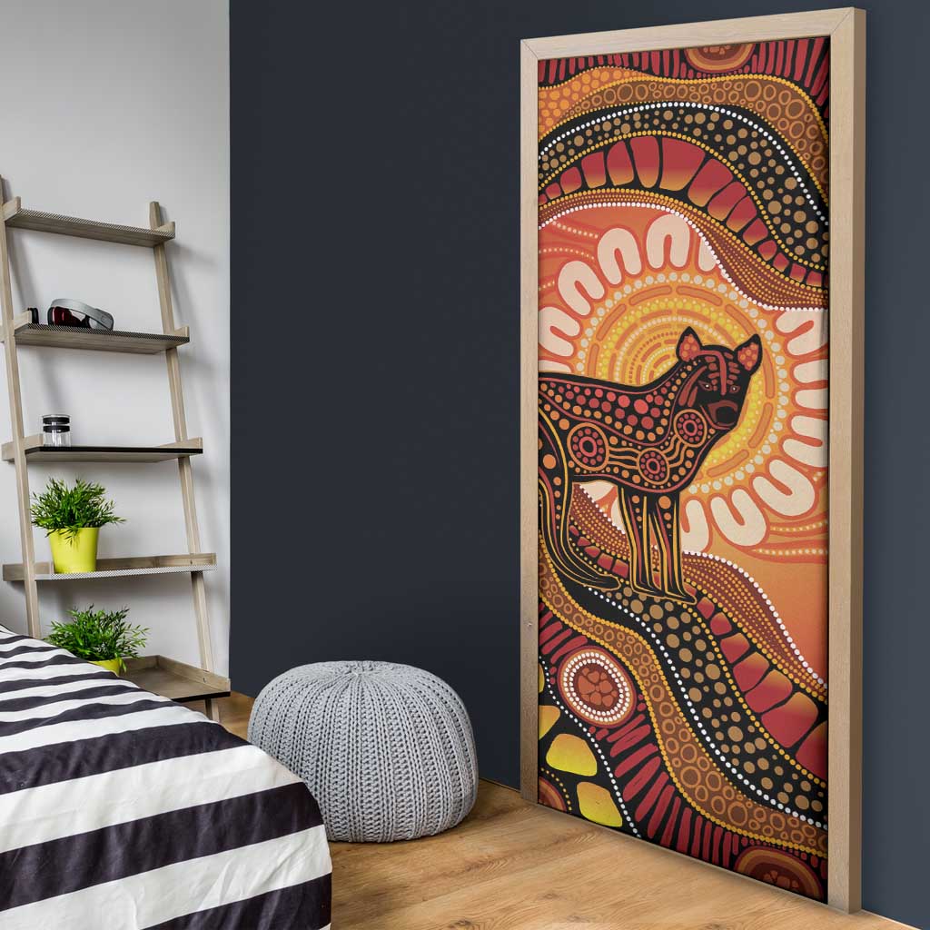 Indigenous Dingo Australia Door Cover Australian Aboriginal Art Proud