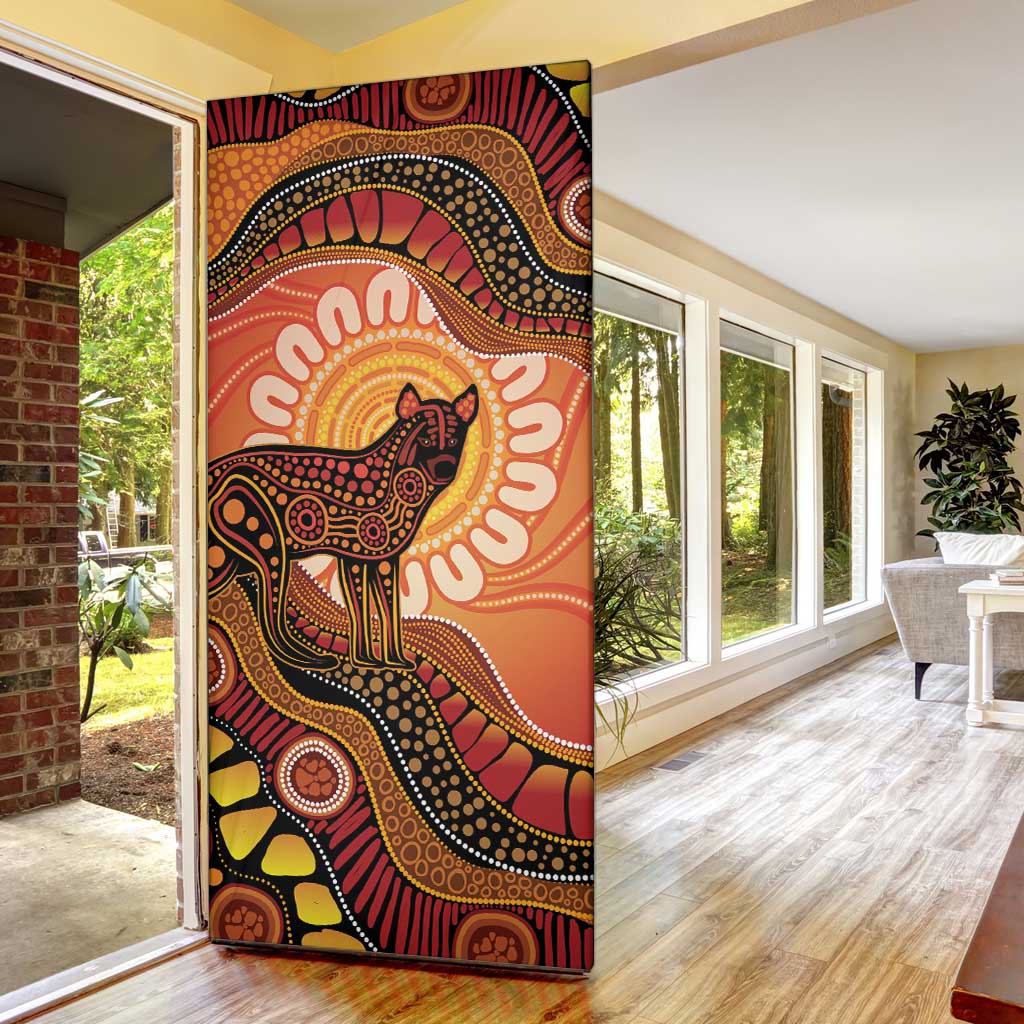 Indigenous Dingo Australia Door Cover Australian Aboriginal Art Proud