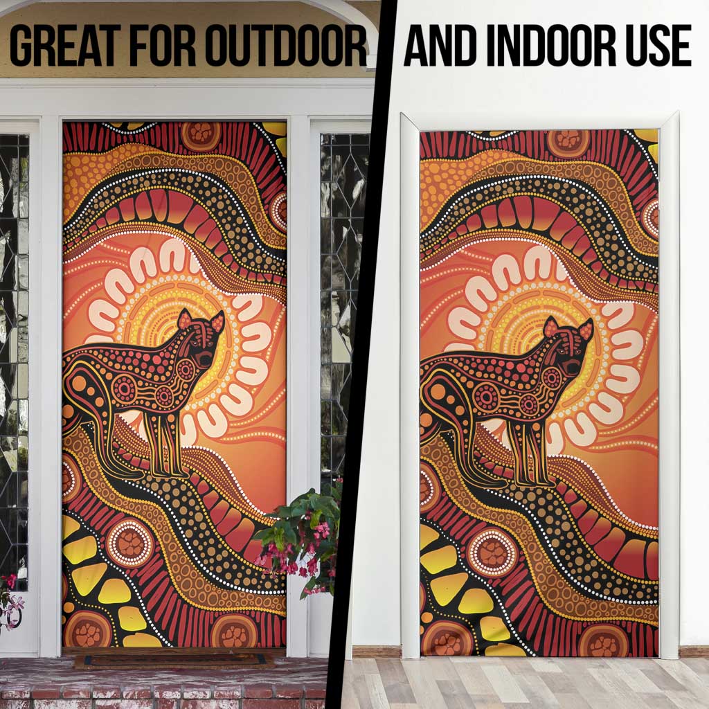 Indigenous Dingo Australia Door Cover Australian Aboriginal Art Proud