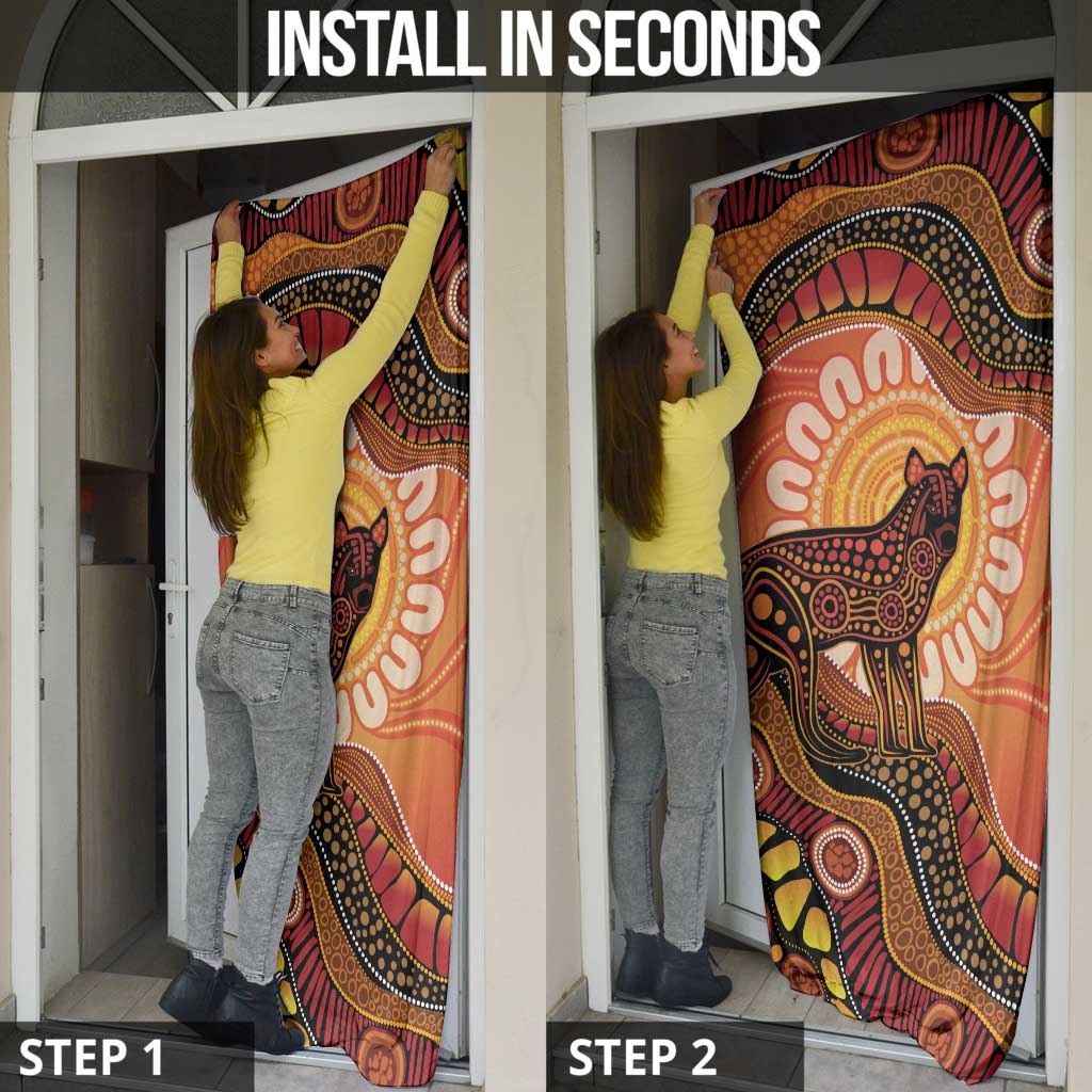 Indigenous Dingo Australia Door Cover Australian Aboriginal Art Proud