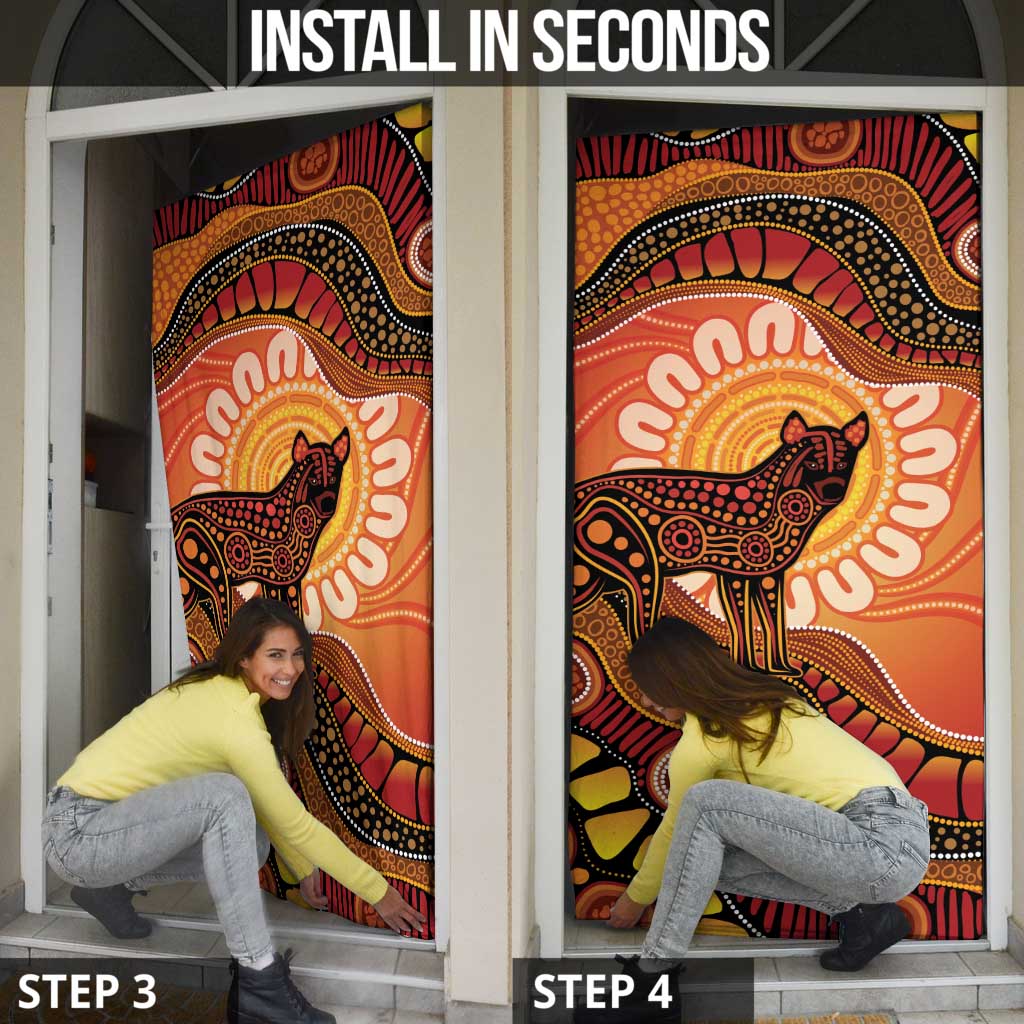 Indigenous Dingo Australia Door Cover Australian Aboriginal Art Proud