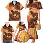 Indigenous Dingo Australia Family Matching Mermaid Dress and Hawaiian Shirt Australian Aboriginal Art Proud