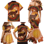 Indigenous Dingo Australia Family Matching Mermaid Dress and Hawaiian Shirt Australian Aboriginal Art Proud
