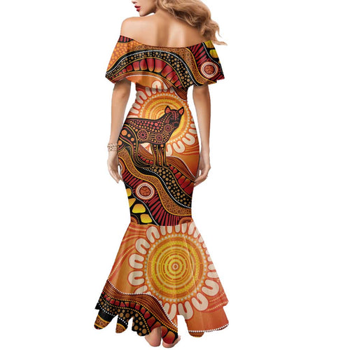 Indigenous Dingo Australia Family Matching Mermaid Dress and Hawaiian Shirt Australian Aboriginal Art Proud