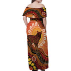 Indigenous Dingo Australia Family Matching Off Shoulder Maxi Dress and Hawaiian Shirt Australian Aboriginal Art Proud