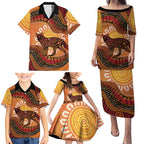 Indigenous Dingo Australia Family Matching Puletasi and Hawaiian Shirt Australian Aboriginal Art Proud