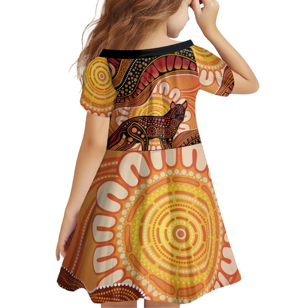 Indigenous Dingo Australia Family Matching Short Sleeve Bodycon Dress and Hawaiian Shirt Australian Aboriginal Art Proud