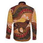 Indigenous Dingo Australia Family Matching Short Sleeve Bodycon Dress and Hawaiian Shirt Australian Aboriginal Art Proud
