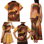 Indigenous Dingo Australia Family Matching Tank Maxi Dress and Hawaiian Shirt Australian Aboriginal Art Proud