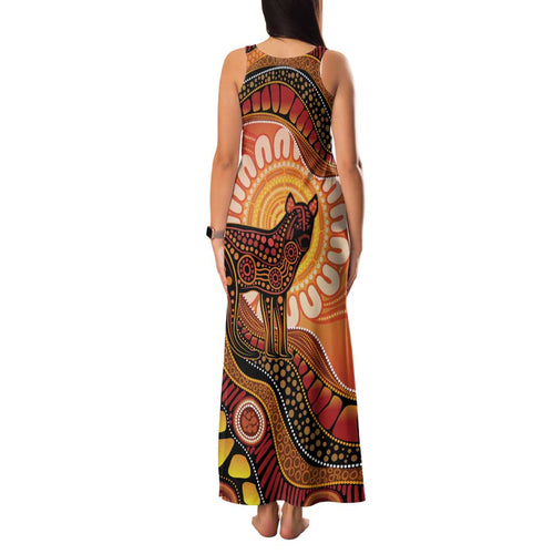 Indigenous Dingo Australia Family Matching Tank Maxi Dress and Hawaiian Shirt Australian Aboriginal Art Proud