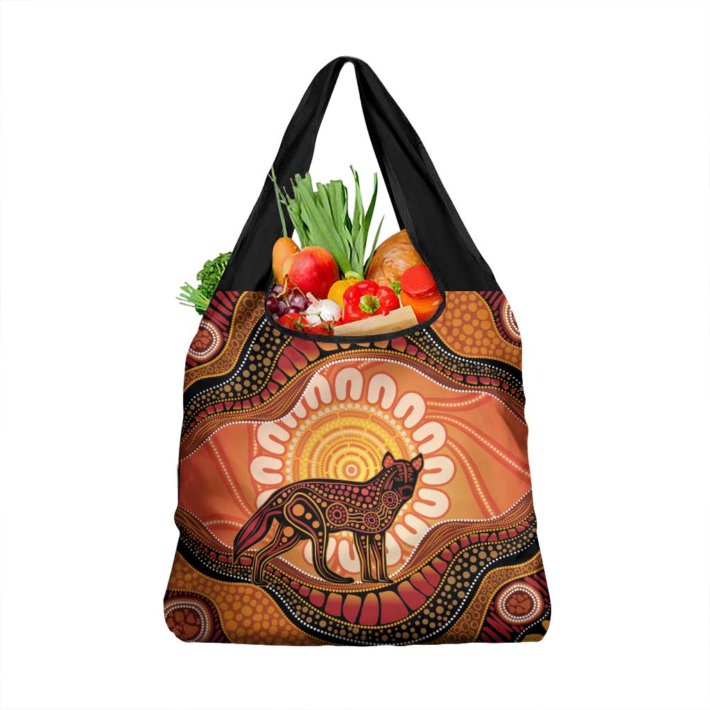 Indigenous Dingo Australia Grocery Bag Australian Aboriginal Art Proud