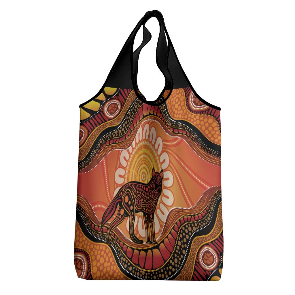 Indigenous Dingo Australia Grocery Bag Australian Aboriginal Art Proud