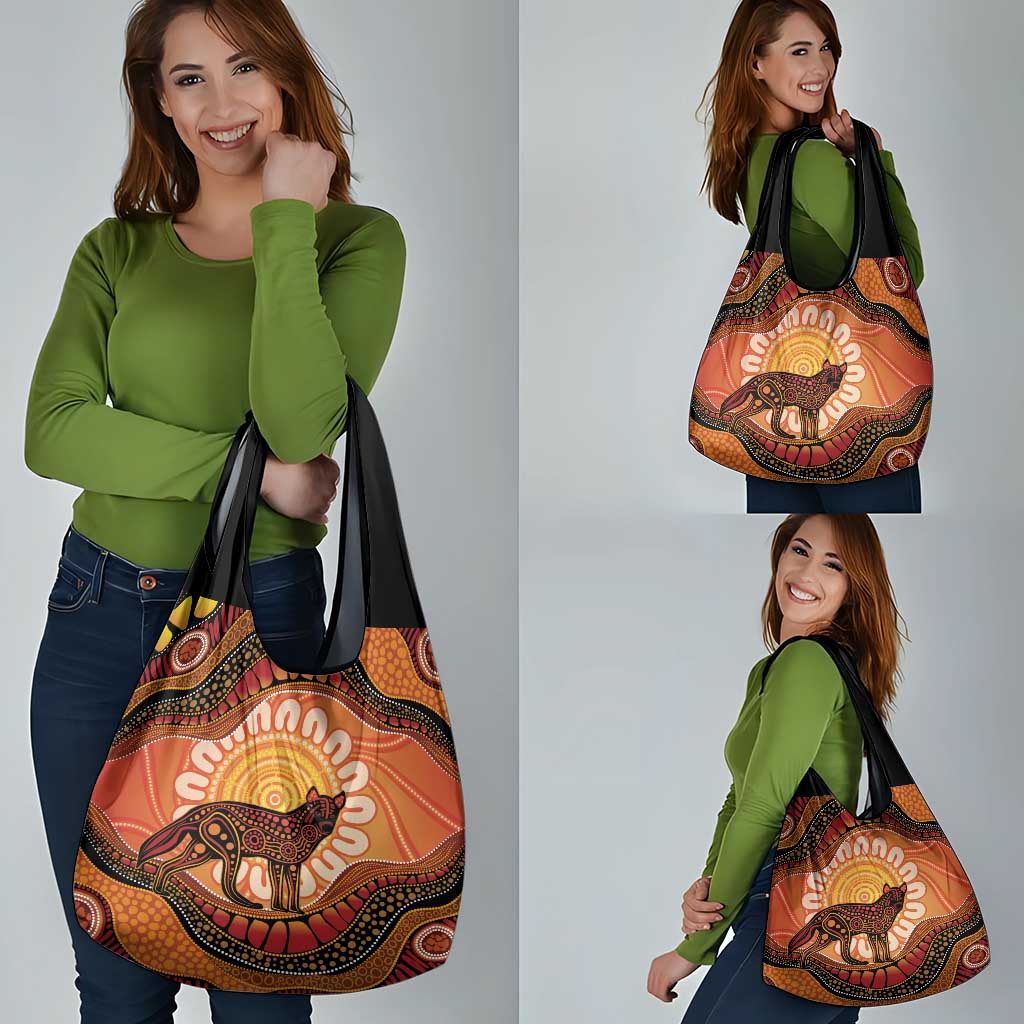 Indigenous Dingo Australia Grocery Bag Australian Aboriginal Art Proud