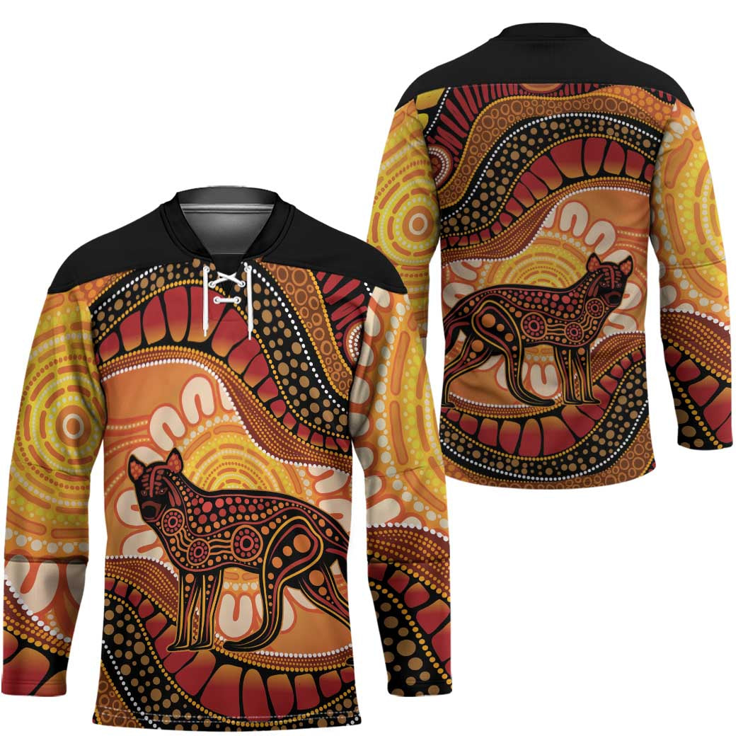 Indigenous Dingo Australia Hockey Jersey Australian Aboriginal Art Proud