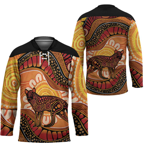 Indigenous Dingo Australia Hockey Jersey Australian Aboriginal Art Proud