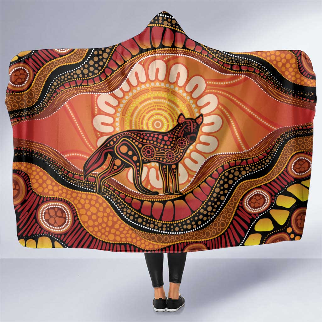 Indigenous Dingo Australia Hooded Blanket Australian Aboriginal Art Proud