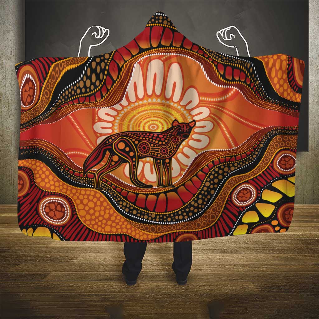 Indigenous Dingo Australia Hooded Blanket Australian Aboriginal Art Proud