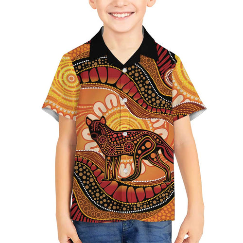 Indigenous Dingo Australia Kid Hawaiian Shirt Australian Aboriginal Art Proud