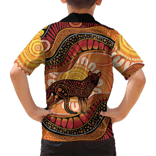 Indigenous Dingo Australia Kid Hawaiian Shirt Australian Aboriginal Art Proud
