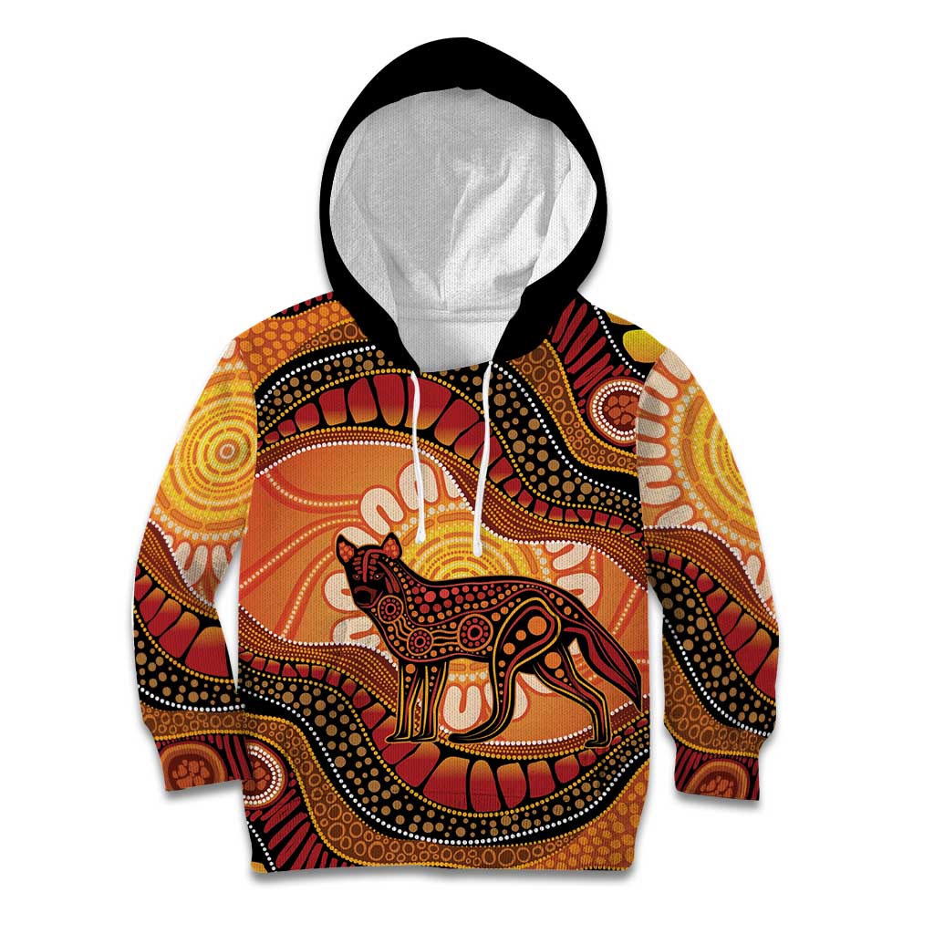 Indigenous Dingo Australia Kid Hoodie Australian Aboriginal Art Proud