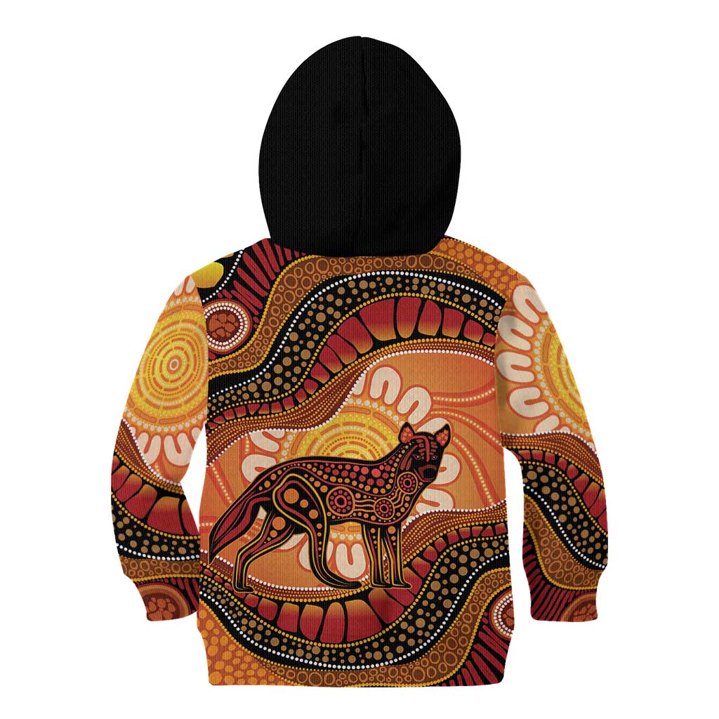 Indigenous Dingo Australia Kid Hoodie Australian Aboriginal Art Proud