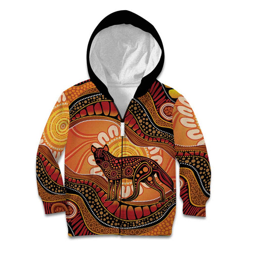 Indigenous Dingo Australia Kid Hoodie Australian Aboriginal Art Proud