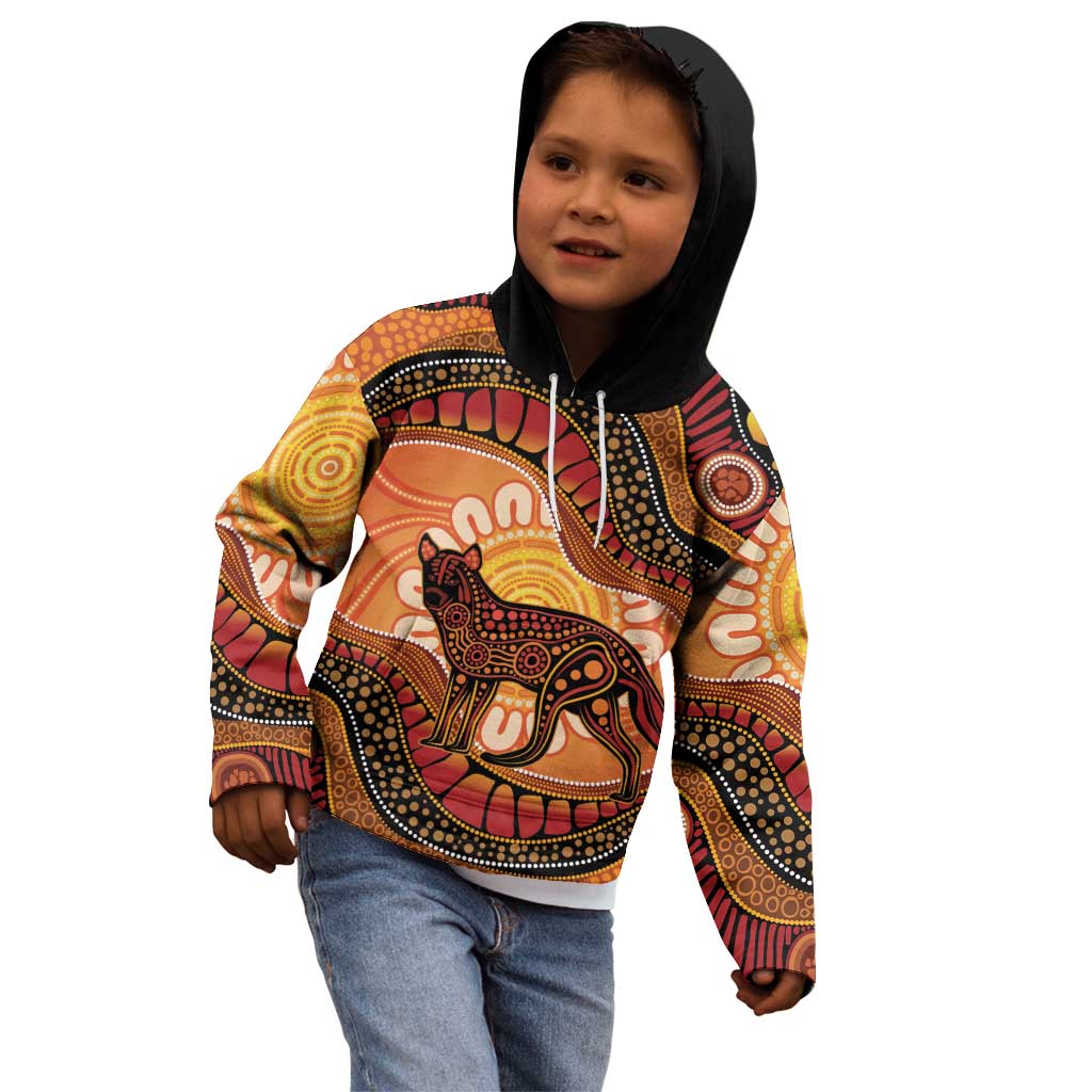 Indigenous Dingo Australia Kid Hoodie Australian Aboriginal Art Proud