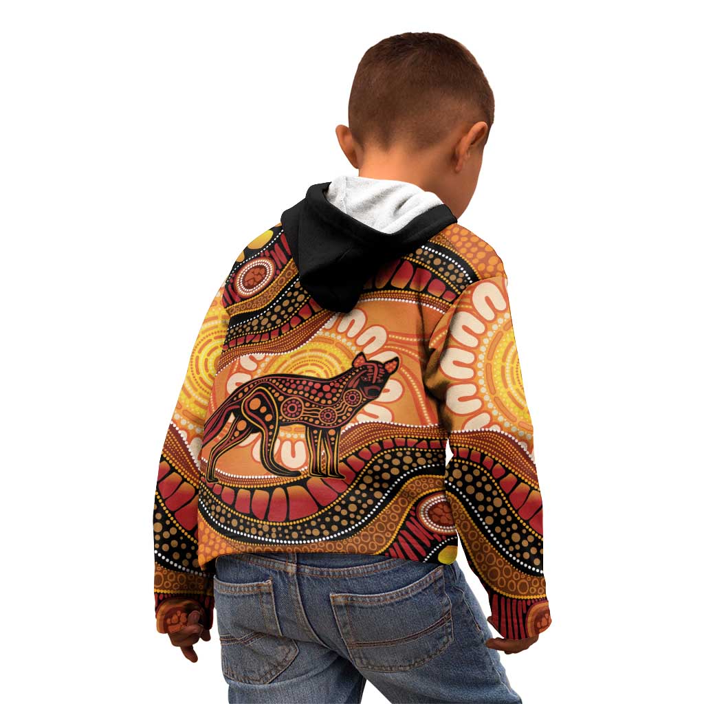 Indigenous Dingo Australia Kid Hoodie Australian Aboriginal Art Proud