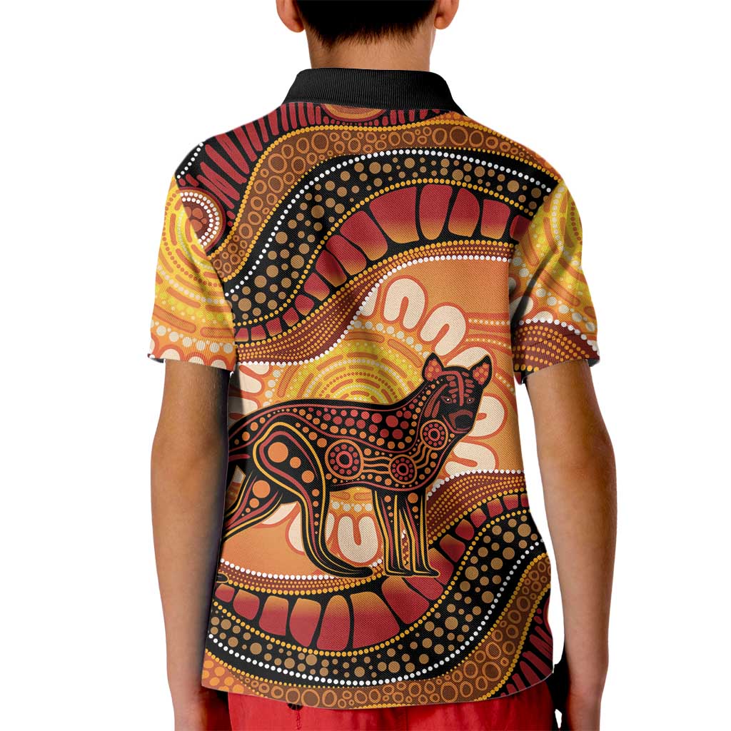 Indigenous Dingo Australia Kid Polo Shirt Australian Aboriginal Art Proud