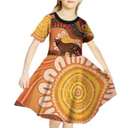 Indigenous Dingo Australia Kid Short Sleeve Dress Australian Aboriginal Art Proud