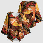 Indigenous Dingo Australia Kimono Sleeve Blouse Australian Aboriginal Art Proud