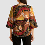 Indigenous Dingo Australia Kimono Sleeve Blouse Australian Aboriginal Art Proud