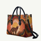 Indigenous Dingo Australia Leather Bag Australian Aboriginal Art Proud