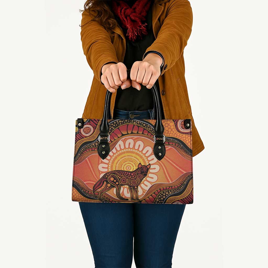 Indigenous Dingo Australia Leather Bag Australian Aboriginal Art Proud