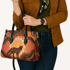 Indigenous Dingo Australia Leather Bag Australian Aboriginal Art Proud