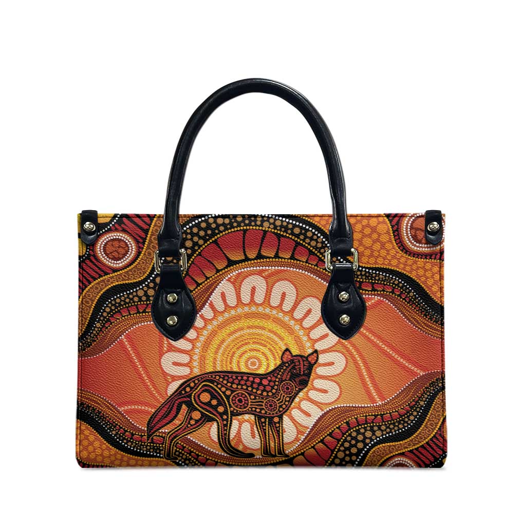 Indigenous Dingo Australia Leather Bag Australian Aboriginal Art Proud