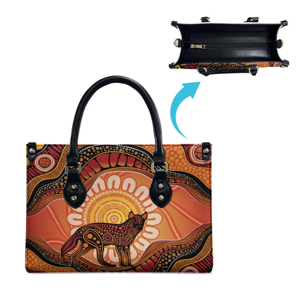 Indigenous Dingo Australia Leather Bag Australian Aboriginal Art Proud