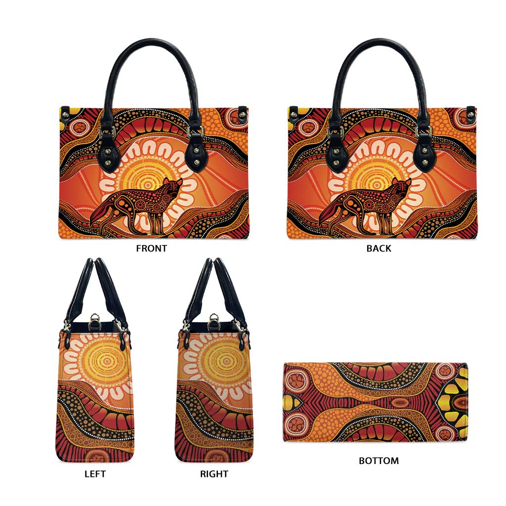 Indigenous Dingo Australia Leather Bag Australian Aboriginal Art Proud