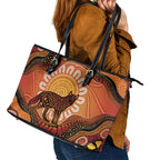 Indigenous Dingo Australia Leather Tote Bag Australian Aboriginal Art Proud