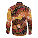 Indigenous Dingo Australia Long Sleeve Button Shirt Australian Aboriginal Art Proud