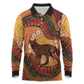 Indigenous Dingo Australia Long Sleeve Polo Shirt Australian Aboriginal Art Proud