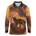 Indigenous Dingo Australia Long Sleeve Polo Shirt Australian Aboriginal Art Proud