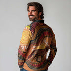 Indigenous Dingo Australia Long Sleeve Polo Shirt Australian Aboriginal Art Proud